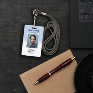 Light Blue Employee Photo Company Logo Badge