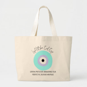 Light Blue Evil Eye Amulet Large Tote Bag