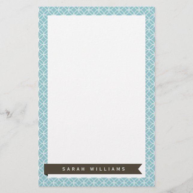 Light Blue Fancy Circles Pattern Stationery (Front)