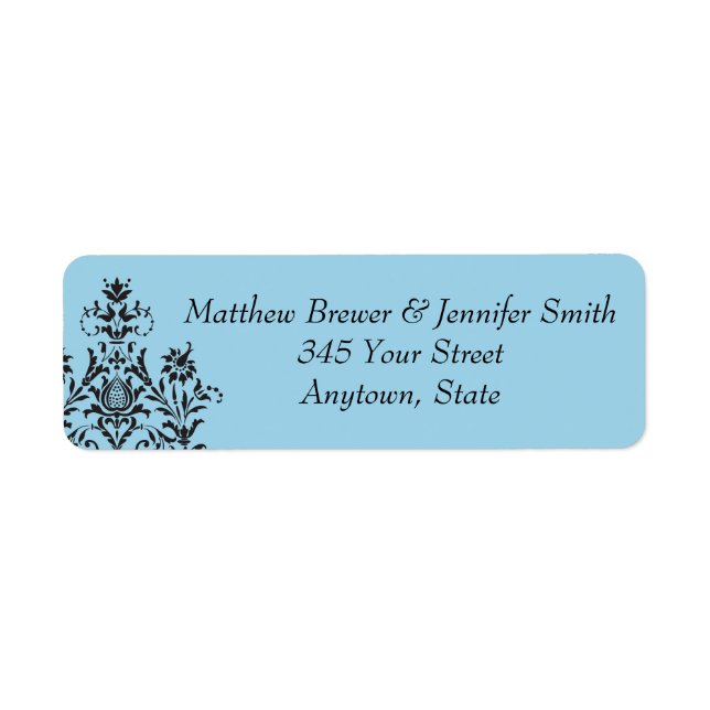 Light Blue Fancy Floral Envelope Address Labels (Front)