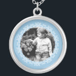 Light Blue Fancy Photo Frame Silver Plated Necklace<br><div class="desc">Elegant and simple photo frame design.</div>