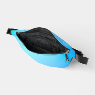 Light blue fanny pack with a black zipper