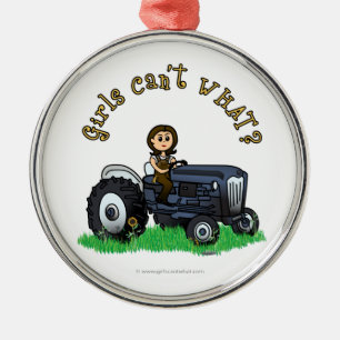 Light Blue Farmer Metal Ornament