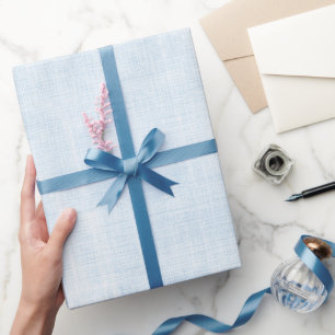 Light Blue Faux Linen Bridal Shower Wrapping Paper