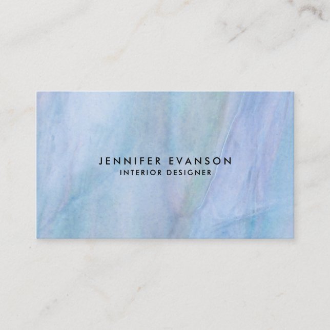Light Blue Faux Stained Glass Watercolor Pattern Business Card (Front)