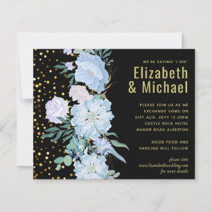 Light Blue Floral Black Modern Wedding Budget