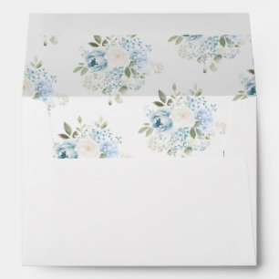 Light Blue Floral Bouquet Wedding  Envelope