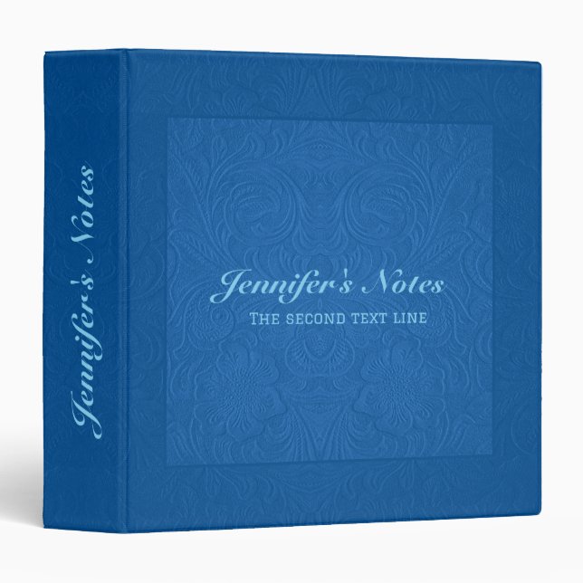 Light Blue Floral Design Suede Leather Look Binder (Front/Spine)