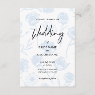 Light Blue Floral Elegant Illustration Wedding Invitation