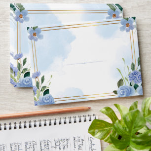 Light Blue Floral Envelope Elegant Personalized