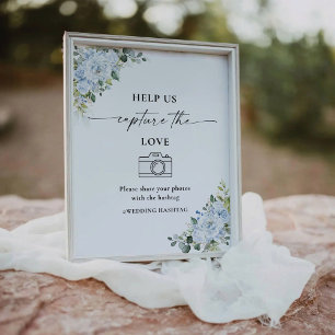 Light Blue Floral Help Us Capture The Love Sign