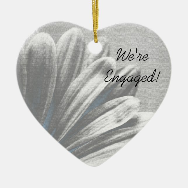 Light Blue Floral Highlights Engagement Ceramic Ornament (Front)