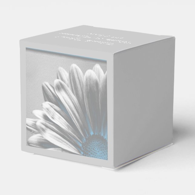 Light Blue Floral Highlights Wedding Favor Box (Back Side)