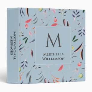Light Blue Floral MONOGRAM Custom Personalized Binder