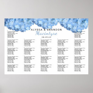 Light Blue Floral Wedding Reception Seating Chart