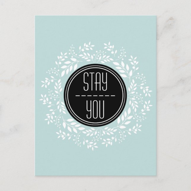 Light Blue Floral Wreath Inspirational Quote Postcard (Front)