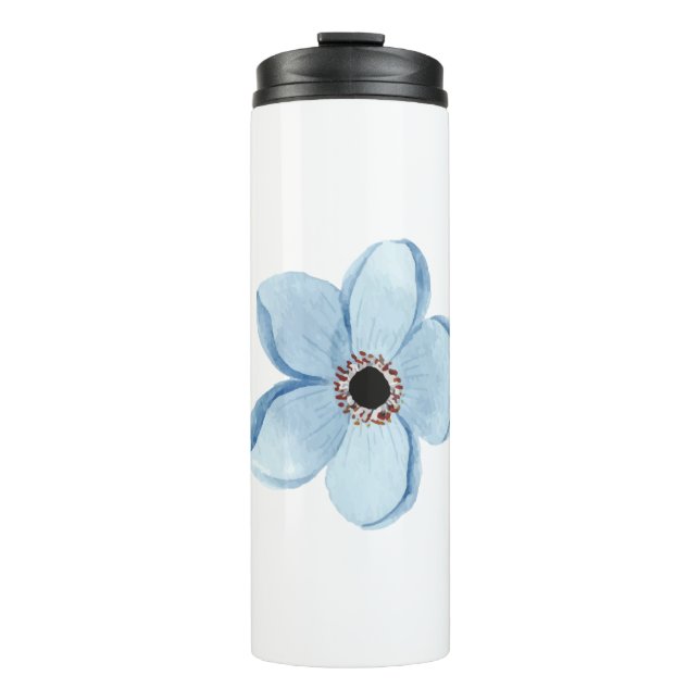 light blue flower thermal tumbler (Front)