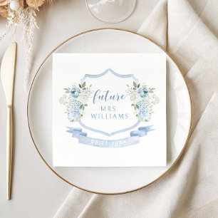 Light Blue Flower Wreath Future Mrs Bridal Shower Napkin