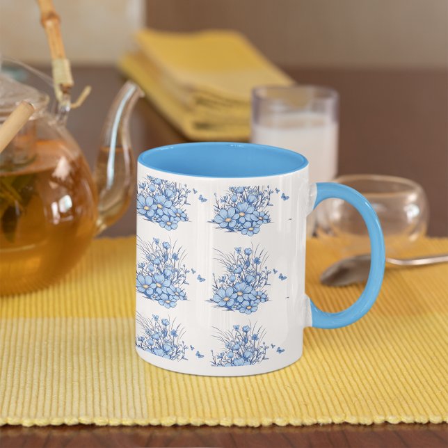 Light Blue Flowers floral pattern coffee mug (Creator Uploaded)