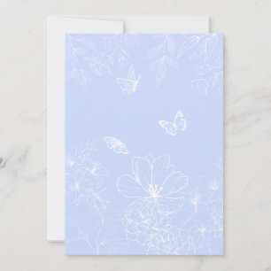 Light Blue Flowers Pattern, Floral, Minimalist Invitation