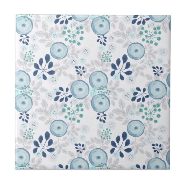 Light blue flowers tile (Front)