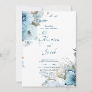 Light Blue Flowers Wedding Invitation
