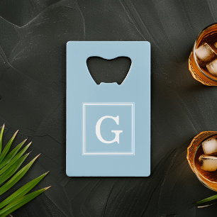 Light Blue Framed Monogram Credit Card Bottle Opener