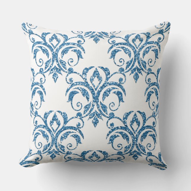 Light Blue/Fuchsia Pink Glitter Reversible Pillow (Front)