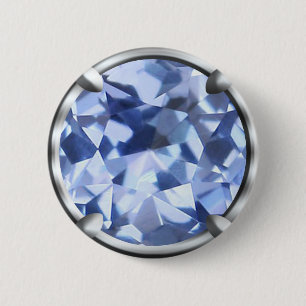 Light Blue Gem Design 2 Inch Round Button