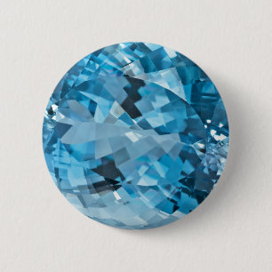 Light blue Gemstone Aquamarine March Birthstone 2 Inch Round Button