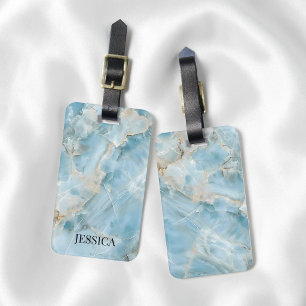 Light Blue Gemstone Personalized Modern Elegant Luggage Tag