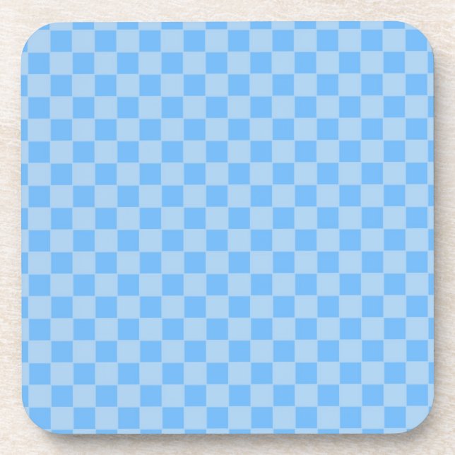 Light Blue Geometric Chequerboard Coaster (Front)