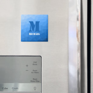 Light blue geometric mesh pattern Monogram Magnet