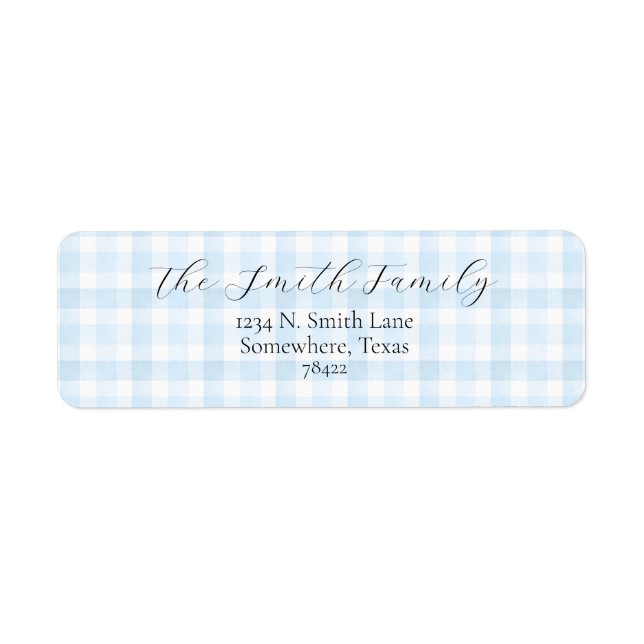 Light Blue Gingham Address Label (Front)