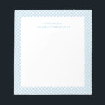 Light blue gingham cute simple personalized notepad<br><div class="desc">With its cute light blue gingham frame, this notepad is the perfect way to send a sweet personalized note. The text reads "a little note from" and includes room for a name, but it can be edited to say anything you'd like. Makes a great stocking stuffer for a little boyw...</div>