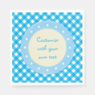 Light Blue Gingham Fancy Custom Napkin