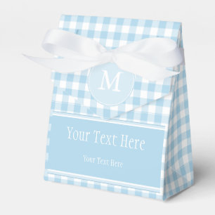 Light Blue Gingham & Monogram Favour Bag Favor Box