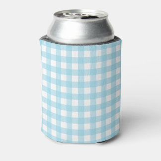 Light Blue Gingham Pastel Pattern Can Cooler