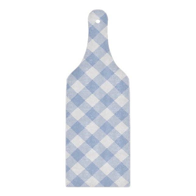 Light Blue Gingham Pattern Classic Chequered Print Cutting Board (Front)