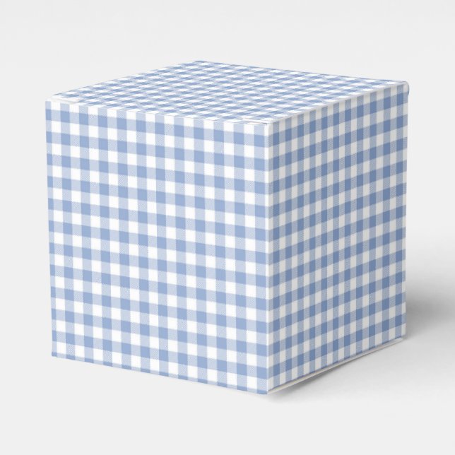 Light Blue Gingham Pattern Classic Chequered Print Favor Box (Front Side)