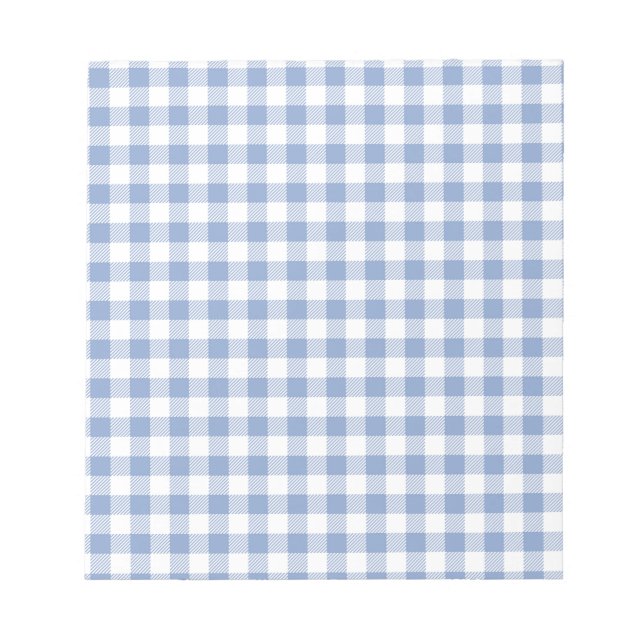 Light Blue Gingham Pattern Classic Chequered Print Notepad (Front)