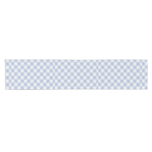 Light Blue Gingham Pattern Classic Chequered Print Short Table Runner