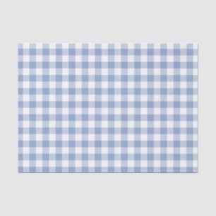 Light Blue Gingham Pattern Classic Chequered Print Tissue Paper