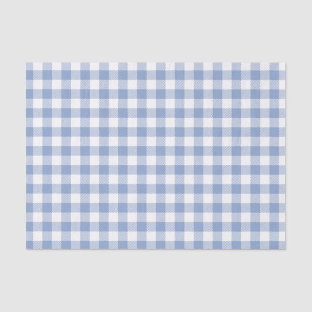 Light Blue Gingham Pattern Classic Chequered Print Tissue Paper (Front)