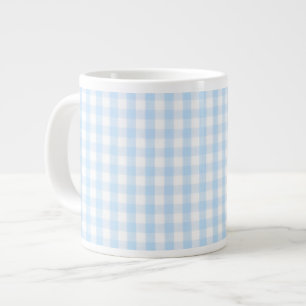 Light blue gingham pattern large coffee mug