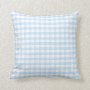 Light blue gingham pattern throw pillow