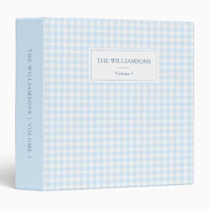Light Blue Gingham Personalized Family Photo Binder