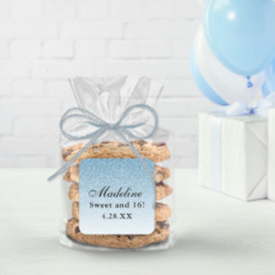 Light Blue Glam Glitter Personalized Square Sticker