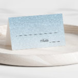 Light Blue Glam Glitter Place Card<br><div class="desc">This trendy glitter place card has faux glitter on the front with an area for you to write in the names and table numbers (by hand). The back features the same glitter pattern with your event and date. Use the template form to add your own information. The "Customize Further" feature...</div>