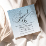 Light Blue Glam Glitter Sweet 16 Square Invitation<br><div class="desc">This beautiful invitation features faux ombre glitter and your custom text.  Use the template form the add your information.  Change the font or add more text using the Customize It feature.</div>